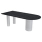 Oval White Base Dining Table Modern Stone Tripod Iron base Table Clearhalo 'Dining Tables & Seating' 'Dining Tables' 'dining_table' 'furn' 'furn_dining_table' 'Furniture' 'furniture_dining_table' 'Kitchen & Dining Furniture' 'kitchen' 'kitchen_dining_table' 1200x1200_b67cb8e2-49d3-40b1-a2f0-2f2ca2e31984