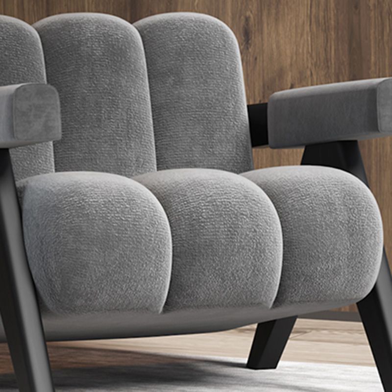 Wood Frame Accent ArmChair Sewn Pillow Back Sled Chair in Gray Clearhalo 'Accent Chairs' 'accent_chairs' 'Chairs & Seating' 'furn' 'furn_accent_chairs' 'Furniture' 'Living Room Furniture' 1200x1200_b67e31e7-d7fc-44b5-b8dc-e5d1e54a73cc