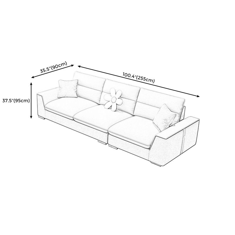 Contemporary Faux Leather Square Arm Sofa with Bolster Pillows for Living Room Clearhalo 'furn' 'furn_sectionals' 'Furniture' 'furniture_sectionals' 'kitchen' 'kitchen_sectionals' 'Living Room Furniture' 'Sectionals' 1200x1200_b67e6d93-8188-428d-b209-42adf152224d