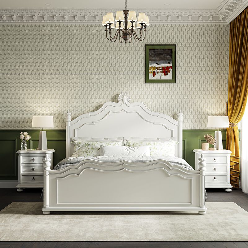 Victorian Standard Bed Solid Wood White Panel Bed with Headboard Clearhalo 'Bedroom Furniture' 'Beds' 'furn' 'furn_beds' 'Furniture' 1200x1200_b67f149d-b59b-4332-830f-a40d138d311d