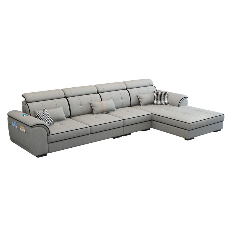 Pillowed Back Cushions Cotton Blend /Faux Leather Furniture Sectionals Clearhalo 'furn' 'furn_sectionals' 'Furniture' 'furniture_sectionals' 'kitchen' 'kitchen_sectionals' 'Living Room Furniture' 'Sectionals' 1200x1200_b6809306-2e0c-446d-b2cd-3ae32523c67e