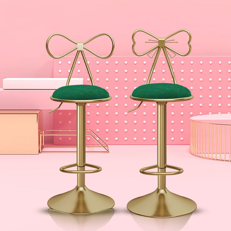 Glam Liftable Backrest Counter Stool Iron Kitchen Bar Stool with Velvet Cushion and Pedal Clearhalo 'Bar Furniture' 'Bar Stools' 'bar_stools' 'furn' 'furn_bar_stools' 'Furniture' 'furniture_bar_stools' 'Kitchen & Dining Furniture' 1200x1200_b680d2af-36f8-4d7c-ac57-ebd807aff1c6