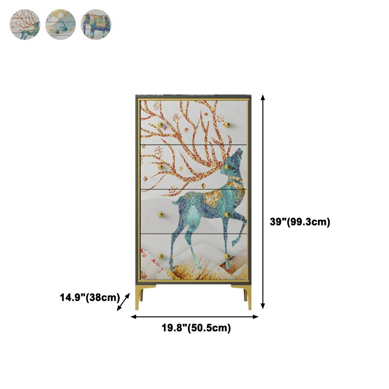 Cassetta di stoccaggio in legno verticale in stile moderno con 3/4 cassetti