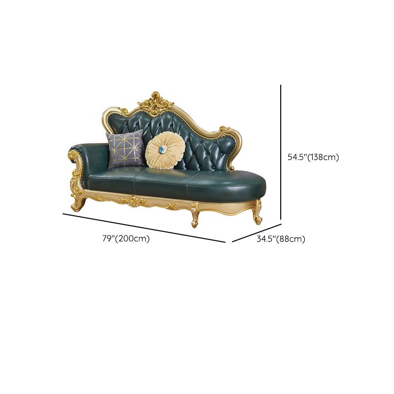 Canapé à dos fendu tufted vert authentique en cuir roulé en cuir roulé avec tête de clou