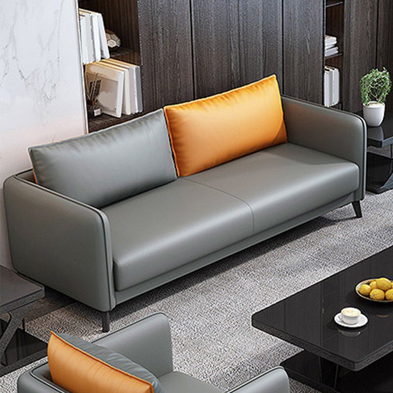 Standard Square Arm Leather Stain Resistant Sofa Couch with Pillows Clearhalo 'furn' 'furn_sofas' 'Furniture' 'furniture_sofas' 'Living Room Furniture' 'Sofa' 'sofas' 1200x1200_b681f5e8-1122-4897-9f80-69e2c9174036