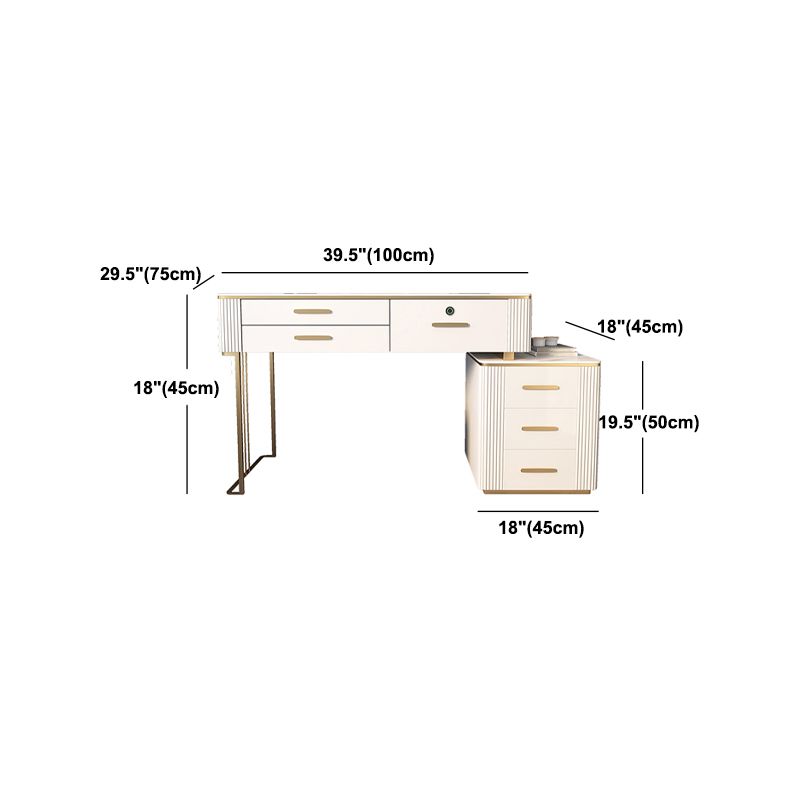 Glam Wood Make-up Vanity Slate Top Vanity Cashing with Duwink