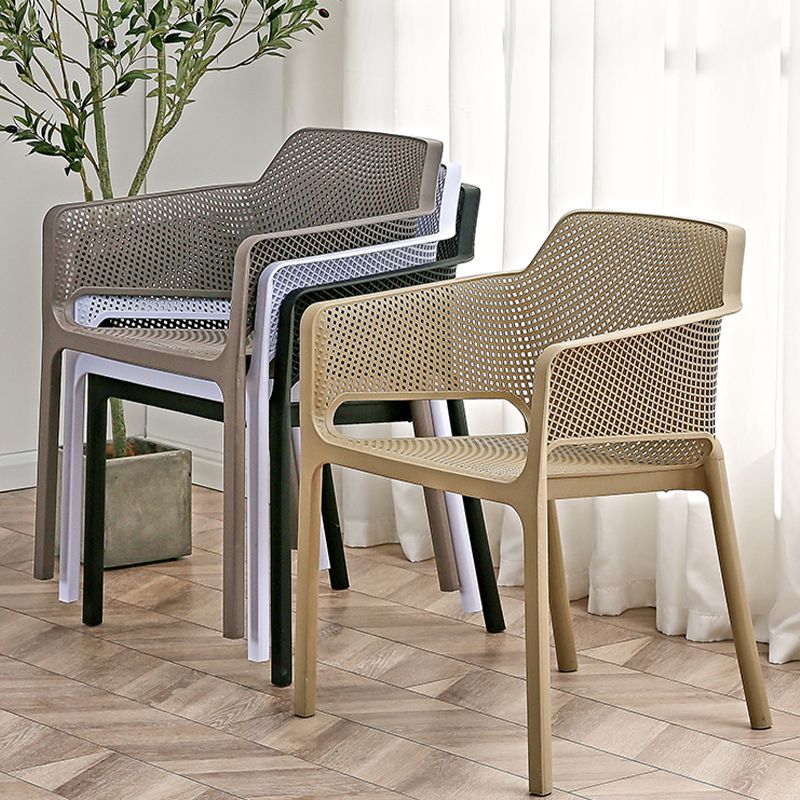 Designer Style Arm Chair Plastic Cross Back Side Chair for Restaurant Clearhalo 'Dining Chairs' 'Dining Tables & Seating' 'dining_chair' 'furn' 'furn_dining_chair' 'Furniture' 'Kitchen & Dining Furniture' 1200x1200_b6832fa5-9f56-4868-949a-4069779e10af