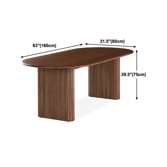 Mesa de comedor superior de madera sólida Mesa ovalada moderna con doble pedestal para cocina