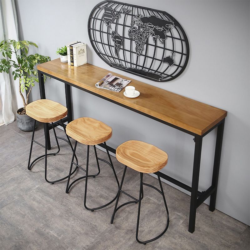 Industrial 1/4/6 Pieces Bar Table Set Rectangle Pine Wood Counter Table with High Stools Clearhalo 'Bar Furniture' 'furn' 'furn_home_bar_bar_sets' 'Furniture' 'Home Bars & Bar Sets' 'home_bar_bar_sets' 'Kitchen & Dining Furniture' 1200x1200_b683833c-0430-4395-8caf-a8d908a1c94d