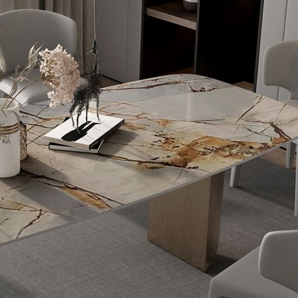 Minimalist Sintered Stone Rectangle Dining Set White Standard Dining Set for Kitchen Clearhalo 'Dining Room Sets' 'Dining Tables & Seating' 'dining_room_set' 'furn' 'furn_dining_room_set' 'Furniture' 'furniture_dining_room_set' 'Kitchen & Dining Furniture' 'kitchen&dining_furn' 'kitchen' 1200x1200_b684d673-bc02-4101-949e-94d9198833ea