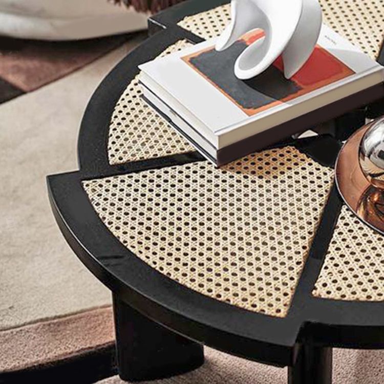 Tavolo da cocktail scandinavo Rattan rotondo tavolo da cocktail in legno per soggiorno