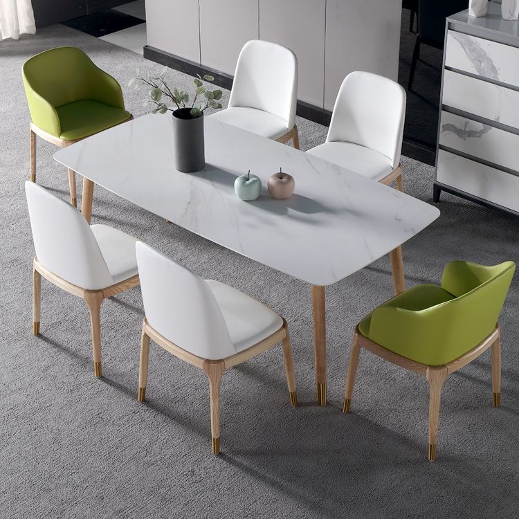 Sintered Stone White Tone Dining Table Luxury 4 Legs Table for Dining Room Clearhalo ' dining_table' 'Dining Tables & Seating' 'Dining Tables' 'furn' 'furn_dining_table' 'Furniture' 'furniture_dining_table' 'Kitchen & Dining Furniture' 'kitchen&dining_furn' 'kitchen' 'kitchen_dining_table' 1200x1200_b68803f9-2023-4fb3-92e5-dd28dee230e6