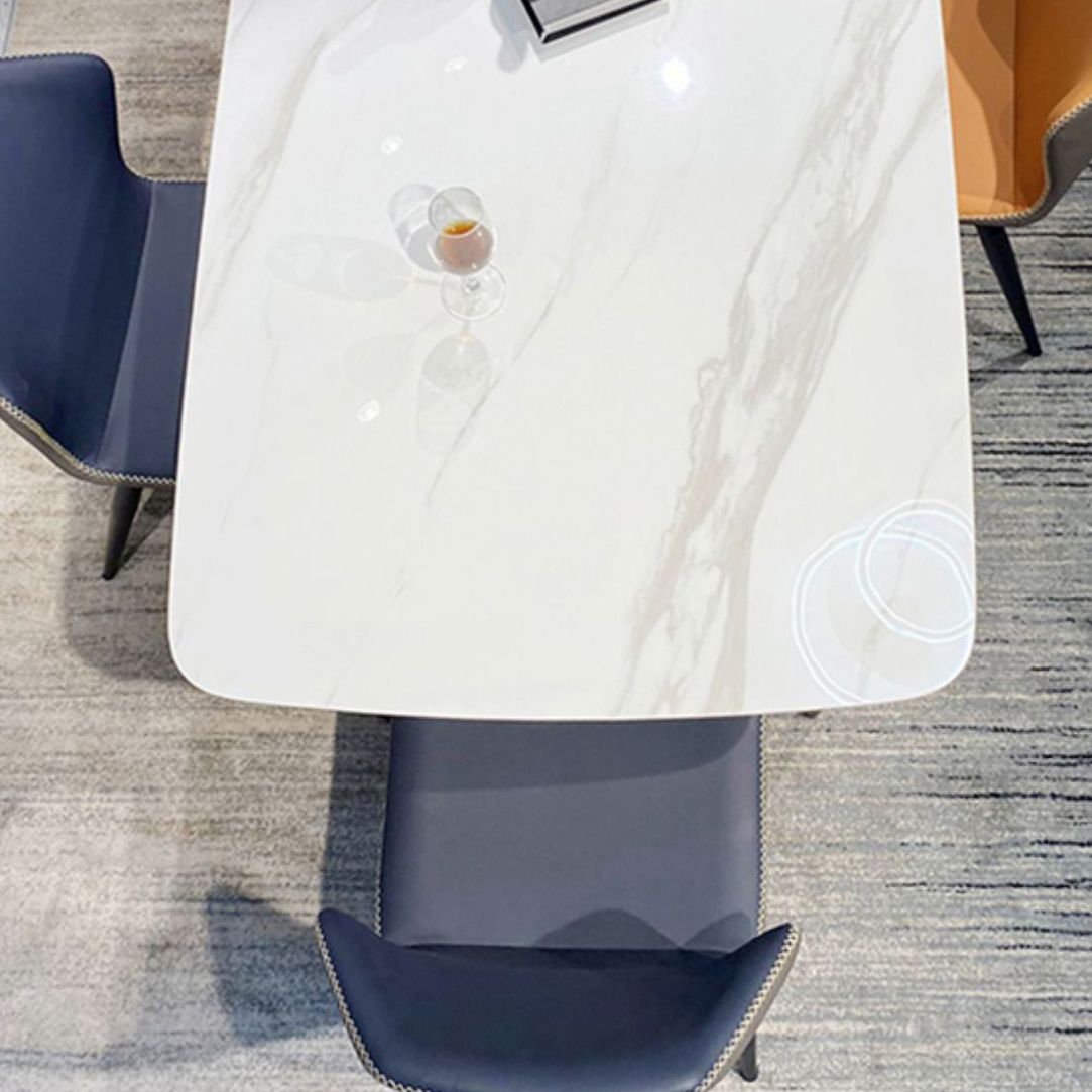 Rechthoek moderne stenen tafel standaard hoogte eettafel met voetstukbasis
