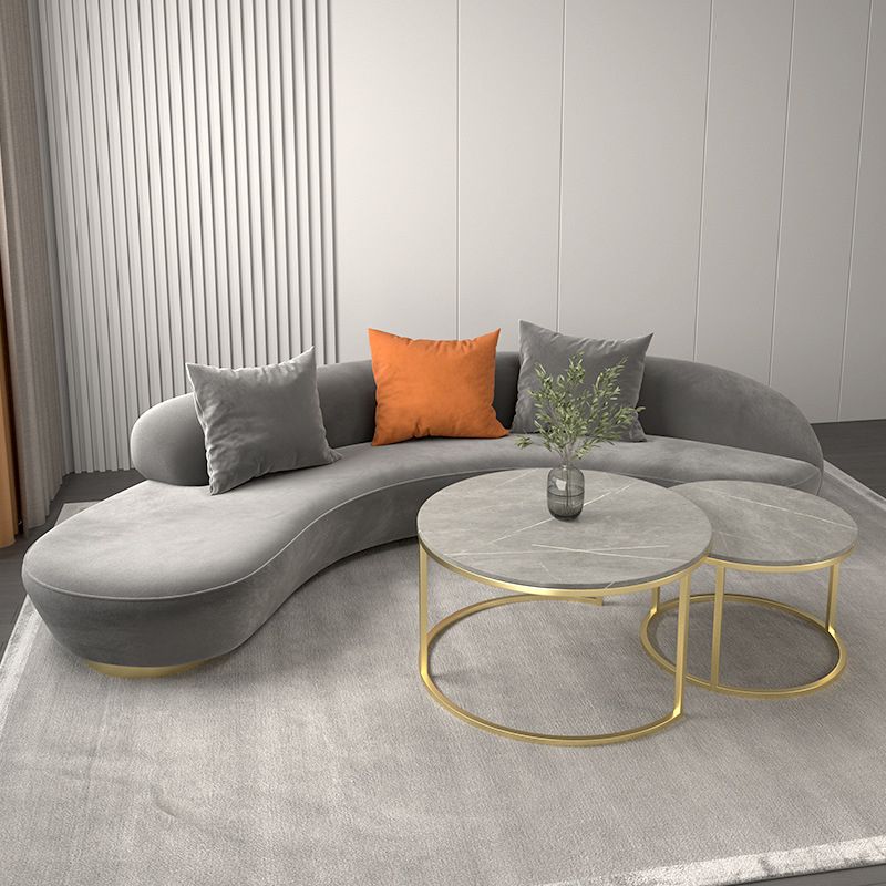 Contemporary Velvet Armless Sofa with Tight Back for Apartment