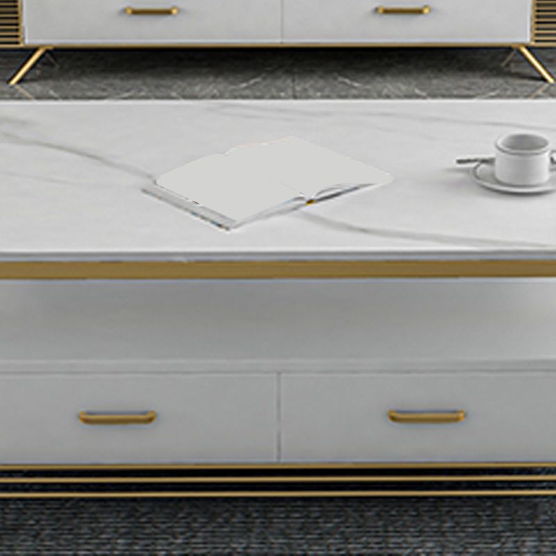 Rectangular Stone 4 Legs Coffee Cocktail Table with 2 Drawers Clearhalo 'Coffee & Accent Tables' 'Coffee Tables' 'coffee_tables' 'furn' 'furn_coffee_tables' 'Furniture' 'Living Room Furniture' 1200x1200_b688c790-417b-4f11-b52a-81ac23af43ed