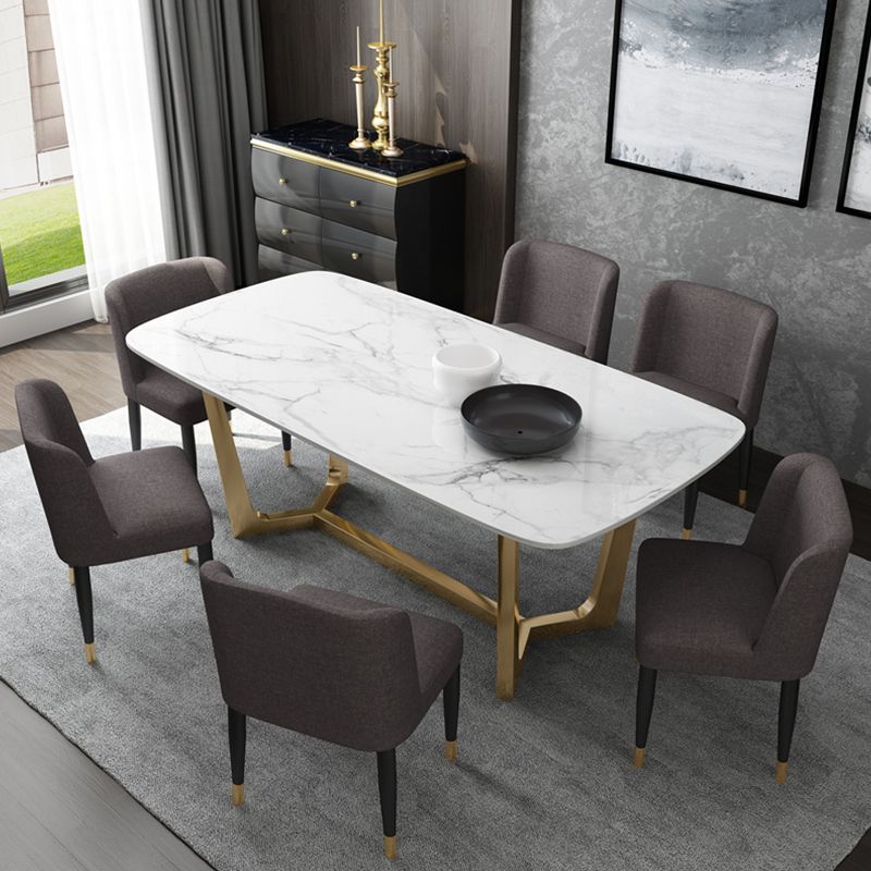 Glam 1/5/7 Pieces Dining Set Sintered Stone Dining Table for Home Use Clearhalo 'Dining Room Sets' 'Dining Tables & Seating' 'dining_room_set' 'furn' 'furn_dining_room_set' 'Furniture' 'furniture_dining_room_set' 'Kitchen & Dining Furniture' 'kitchen&dining_furn' 'kitchen' 1200x1200_b68996df-9867-4735-b1ba-3f68a8bed538