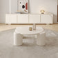 Round Wood Coffee Table White 4 Legs Cocktail Table for Home