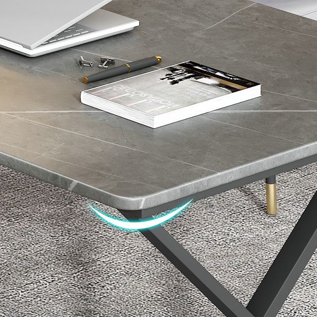Modern Style Office Desk Sintered Stone Writing Desk with Metal Legs for Home Clearhalo 'furn' 'furn_office_desk' 'Furniture' 'furniture_office_desk' 'Office Desks' 'Office Furniture' 'office_desk' 1200x1200_b68b945f-3d09-4ba1-9406-72b45713bfa4