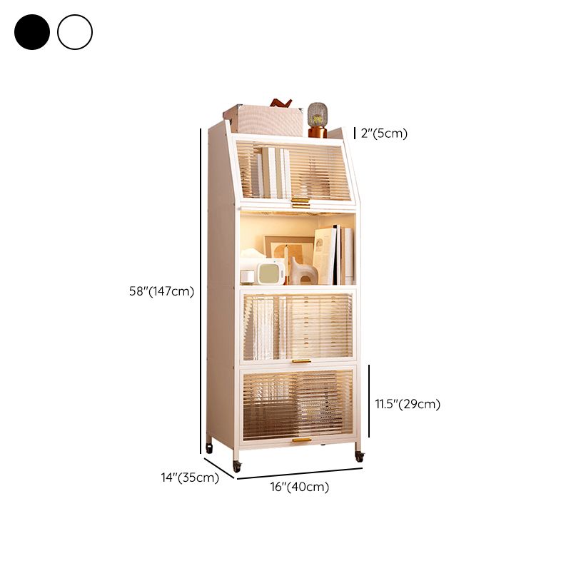 Metal Standard Bookshelf Closed Back Industrial Bookcase with Cabinets