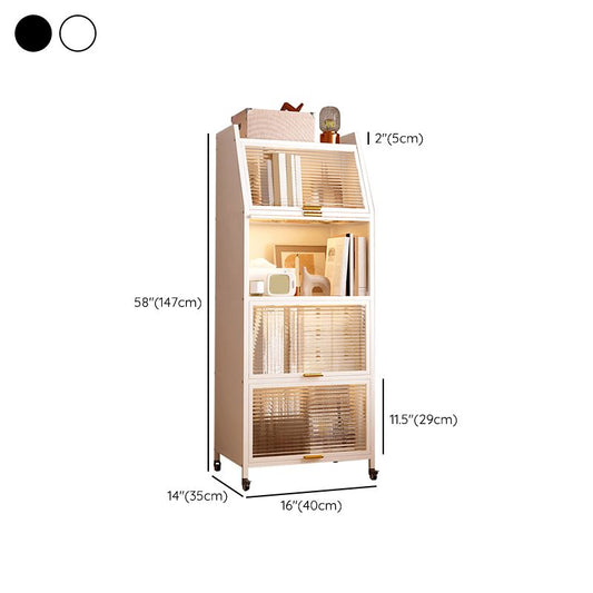 Metal Standard Bookshelf Closed Back Industrial Bookcase with Cabinets