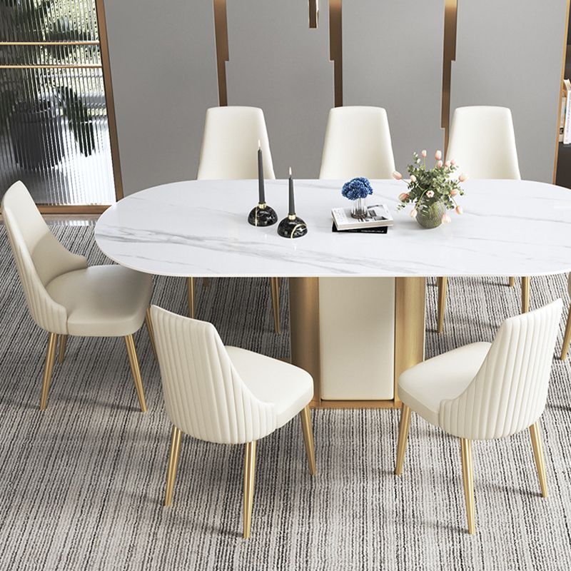 Glam Style Parsons Side Chair Leather White Indoor Dining Chair Clearhalo 'Dining Chairs' 'Dining Tables & Seating' 'dining_chair' 'furn' 'furn_dining_chair' 'Furniture' 'Kitchen & Dining Furniture' 1200x1200_b68d6475-b4f4-49f0-9687-ed2af71807cd