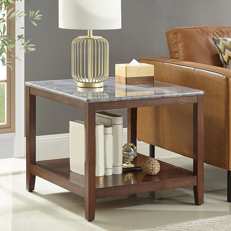 23.6"Tall Modern Wood Side Table Square End Table for Living Room