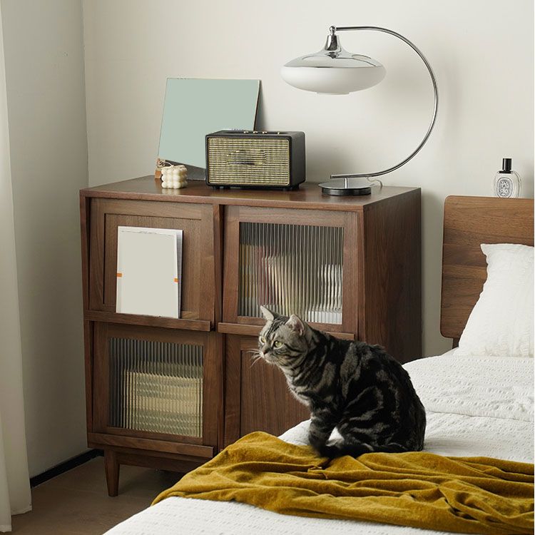 Contemporary Solid Wood Server with Doors Solid Wood Legs Sideboard Clearhalo 'buffet_sideboard' 'Buffets & Sideboards' 'furn' 'furn_buffet_sideboard' 'Furniture' 'Kitchen & Dining Furniture' 1200x1200_b6903f90-4ac3-4741-9e9c-427a8563da99