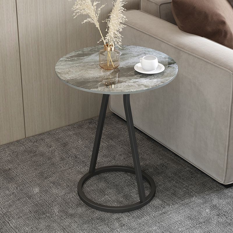 Modern 23.6" Tall Round Slate Top Side Table Iron Pedestal End Table Clearhalo 'Coffee & Accent Tables' 'End & Side Tables' 'end_side_tables' 'furn' 'furn_end_side_tables' 'Furniture' 'Living Room Furniture' 1200x1200_b6908db4-c481-4e1f-be3b-c0962da364de