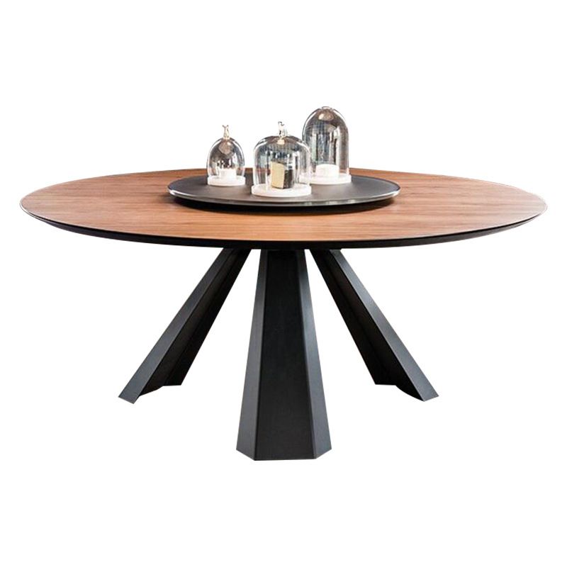 Wood Modern Round Dining Table Brown Pedestal Table without Turntable Clearhalo ' dining_table' 'Dining Tables & Seating' 'Dining Tables' 'Furniture' 'furniture_dining_table' 'Kitchen & Dining Furniture' 'kitchen&dining_furn' 'kitchen' 'kitchen_dining_table' 1200x1200_b69108e4-51d5-4e0f-b2b5-9fb78abd4cc7