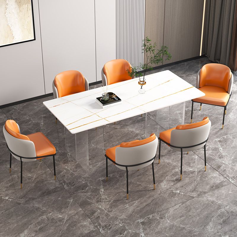 Rectangle Stone Top Dining Table Modern Transparent Acrylic Base Dining Table Clearhalo 'Dining Tables & Seating' 'Dining Tables' 'dining_table' 'furn' 'furn_dining_table' 'Furniture' 'furniture_dining_table' 'Kitchen & Dining Furniture' 'kitchen' 'kitchen_dining_table' 1200x1200_b691406d-cce0-45b3-b0ac-83cfe89de1e6