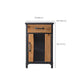 Metal & Wood Accent Cabinet Industrial Style Glass Paned Storage Cabinet