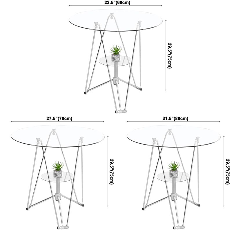 Round Tripod Dining Site Table Metal Dinette Table with Tempered Glass Clearhalo ' dining_table' 'Dining Tables & Seating' 'Dining Tables' 'Furniture' 'furniture_dining_table' 'Kitchen & Dining Furniture' 'kitchen&dining_furn' 'kitchen' 'kitchen_dining_table' 1200x1200_b691c728-d007-4687-b7df-0ec1779d8f48