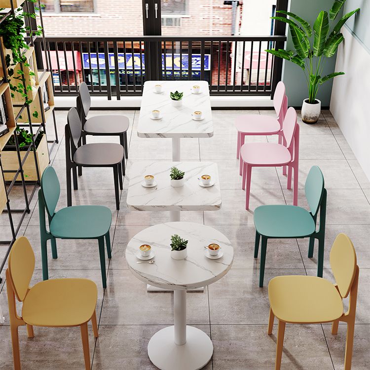 Industrial Wooden White Table for Restaurant Dining Table with Metal Base