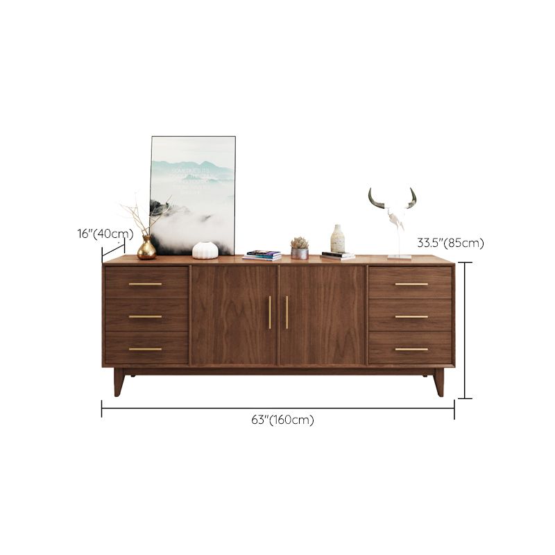 Moderne Schränke Sideboard-Buffet Dark Walnut Buffet Tisch mit 6-Dreher und 2-Türen