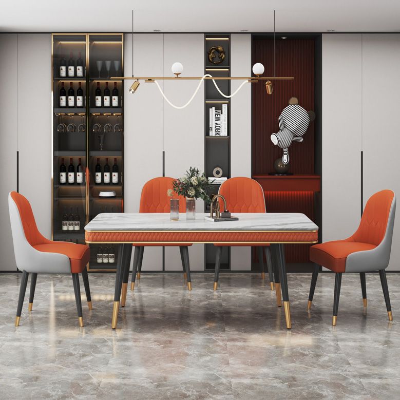 Rectangle Traditional Luxury Dining Table 4 Black Metal Legs Table for Dining Room Clearhalo ' dining_table' 'Dining Tables & Seating' 'Dining Tables' 'furn' 'furn_dining_table' 'Furniture' 'furniture_dining_table' 'Kitchen & Dining Furniture' 'kitchen&dining_furn' 'kitchen' 'kitchen_dining_table' 1200x1200_b69995c2-5e8d-4409-bcb5-107b9509c3a5