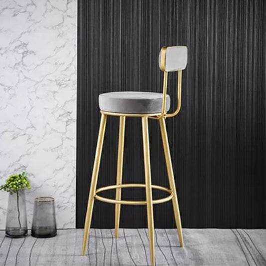 Glam Armless Backrest Counter Stool Iron Dessert Shop Bar Stool with Velvet Cushion Clearhalo 'Bar Furniture' 'Bar Stools' 'bar_stools' 'furn' 'furn_bar_stools' 'Furniture' 'furniture_bar_stools' 'Kitchen & Dining Furniture' 1200x1200_b69af58e-f590-400b-99cc-1ca400ef8da0