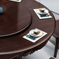 Glossy Brown Wood Dinette Table with Pedestal Traditional Round Dining Table
