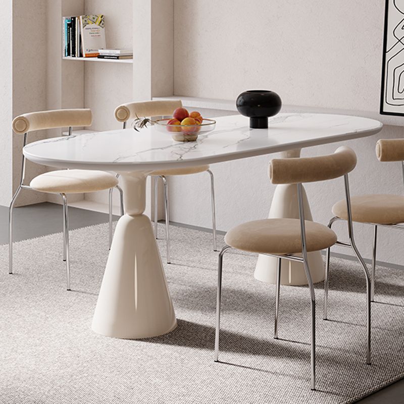 Contemporary Double Pedestal Dining Table Oval Kitchen Dinner Table Clearhalo 'Dining Tables & Seating' 'Dining Tables' 'dining_table' 'furn' 'furn_dining_table' 'Furniture' 'Kitchen & Dining Furniture' 1200x1200_b69caf60-e2e2-4d81-9586-2327b0994f72