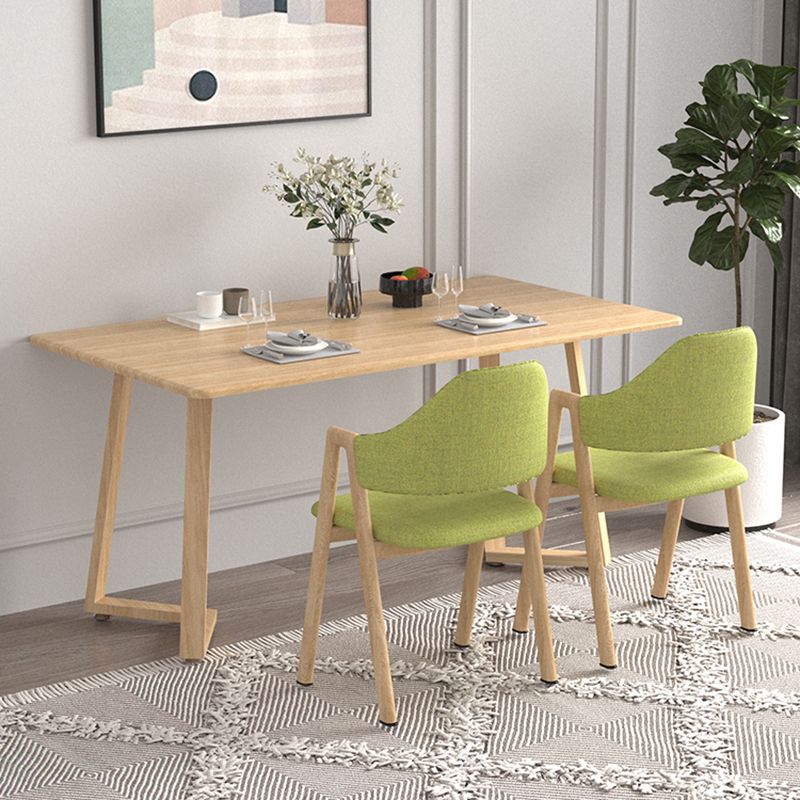Contemporary Rectangular White and Walnut Wooden Dining Table with Double Pedestal Clearhalo 'Dining Tables & Seating' 'Dining Tables' 'dining_table' 'furn' 'furn_dining_table' 'Furniture' 'Kitchen & Dining Furniture' 1200x1200_b69e6057-1b2f-4605-9691-5b1a51c8c053