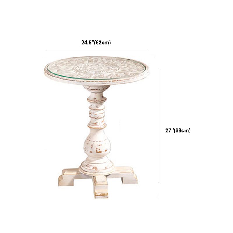フランスのカントリー台座端テーブルソリッドウッドアンティークブラウン/ホワイトサイドテーブル