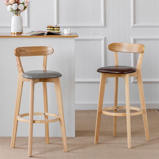 Scandinavian Rubberwood Low Back Barstool Milk Tea Shop Upholstered Stool Clearhalo 'Bar Furniture' 'Bar Stools' 'bar_stools' 'furn' 'furn_bar_stools' 'Furniture' 'Kitchen & Dining Furniture' 1200x1200_b6a2098e-a28e-47c1-b15a-067af2dc10b5