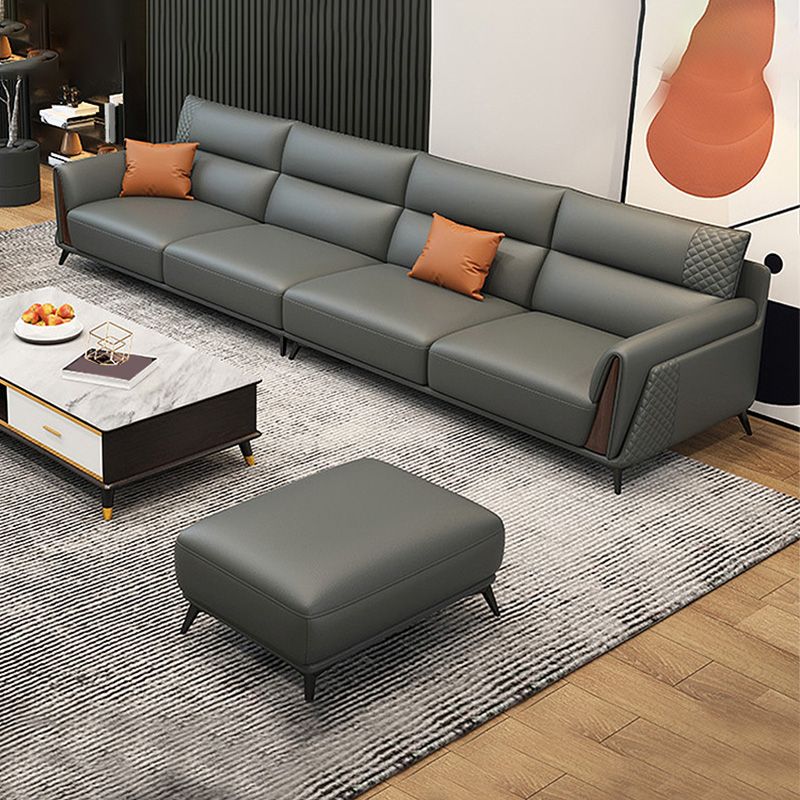 Genuine Leather Pillow Top Arm Sectionals 36.22"High Cushion Back Sofa, Black Clearhalo 'furn' 'furn_sectionals' 'Furniture' 'furniture_sectionals' 'Living Room Furniture' 'Sectionals' 1200x1200_b6a238bb-c3d8-4ea8-87f5-bdb8c9efafcc