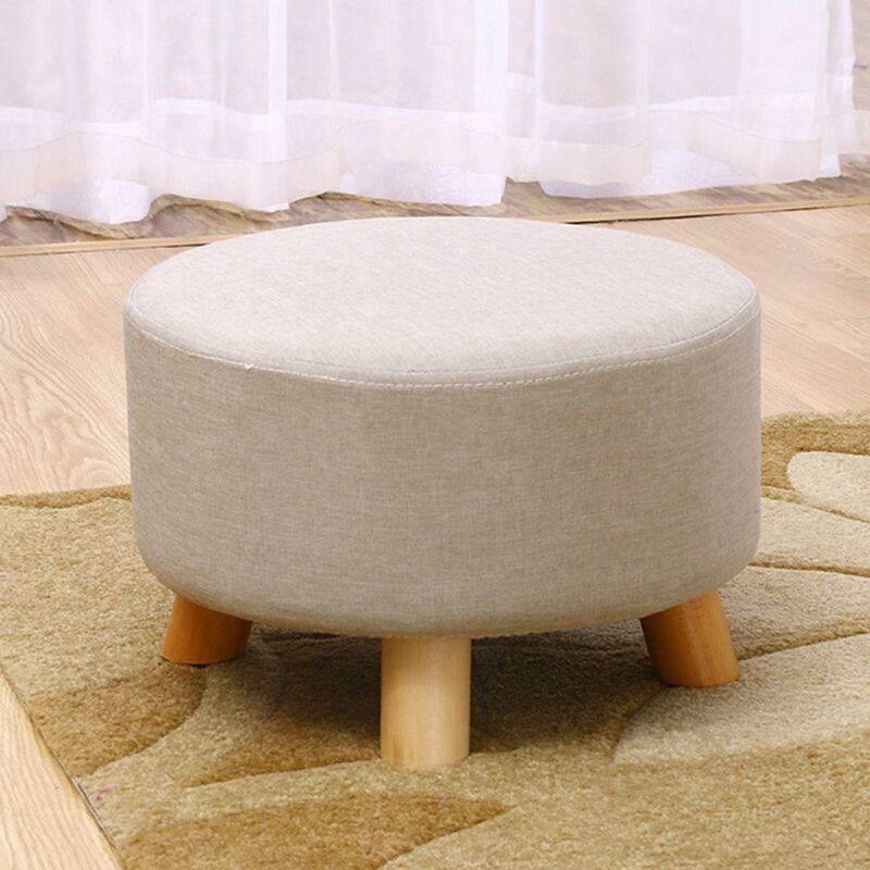 Contemporary Round Ottoman Footrest Plain Cotton Fade Resistant Sherpa Pouf Clearhalo 'furn' 'furn_ottomans_poufs' 'Furniture' 'Living Room Furniture' 'Ottomans & Poufs' 'ottomans_poufs' 1200x1200_b6a261be-c1da-4fb5-9df2-9d326bfb51e3