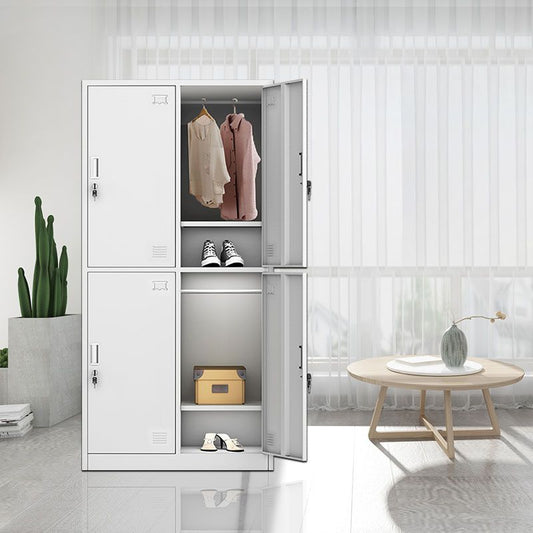 Hedendaagse stijl metalen garderobe witte kleur zachte close deuren garderobe kast
