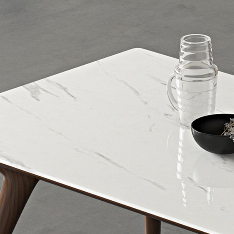 Contemporain 1/4/5 Pièces Ensemble de restauration Rectangle Table à manger en pierre en blanc