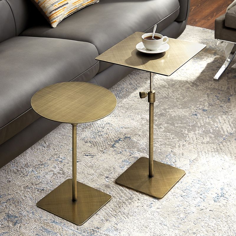 Glam Gold/Chrome Sofa Side Table Stainless Steel Pedestal End Table