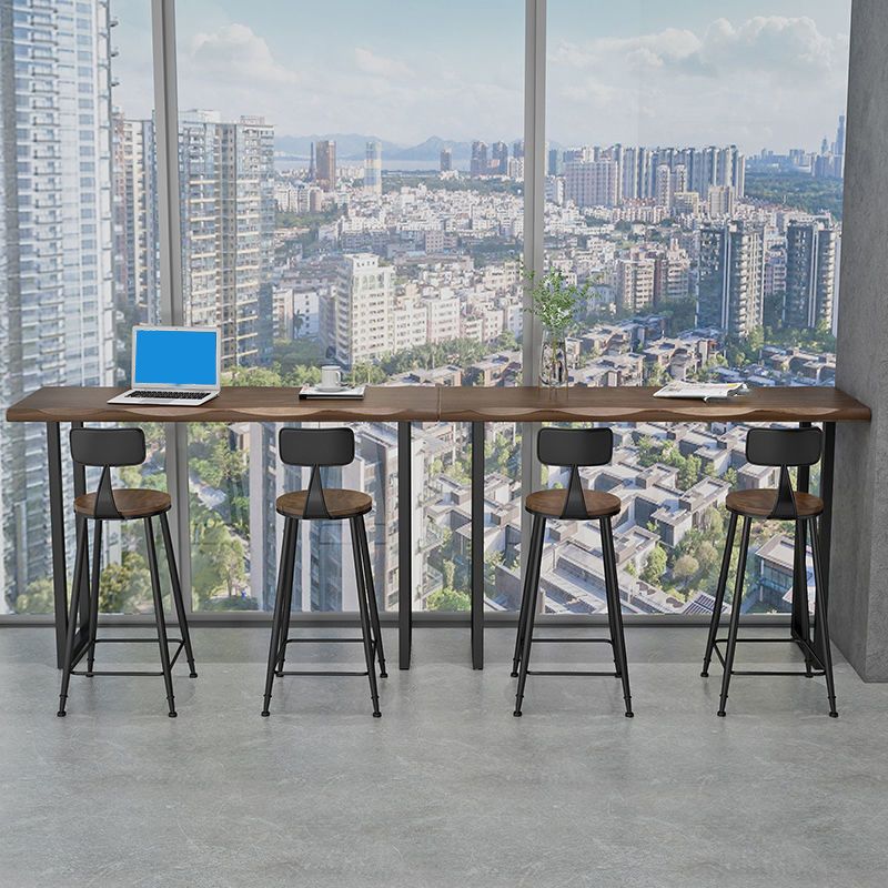 Mesa de bar de estilo industrial Mesa de comedor de barra con pedestal doble de madera maciza de pino