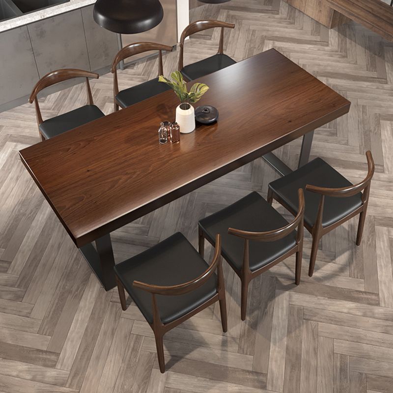 Mobili in legno massiccio marrone con sedie a corno di mucca 1/5/7 PC set di dinette moderna