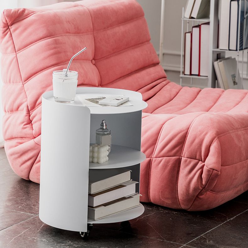 Mid-Century Round Side End Table Metal End Slide Table with Shelf Clearhalo 'Coffee & Accent Tables' 'End & Side Tables' 'end_side_tables' 'furn' 'furn_end_side_tables' 'Furniture' 'Living Room Furniture' 1200x1200_b6a65722-2283-4d25-81d7-7a8a175b16a8