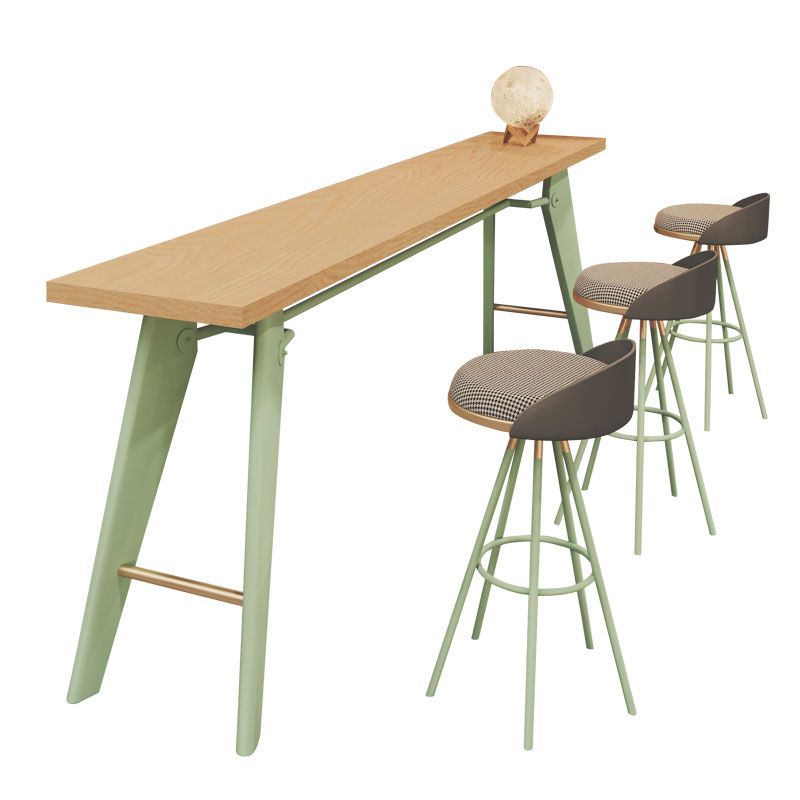 Table de bar rectangulaire de style Glam, table de salle à manger fixe en bois massif avec 4 pieds